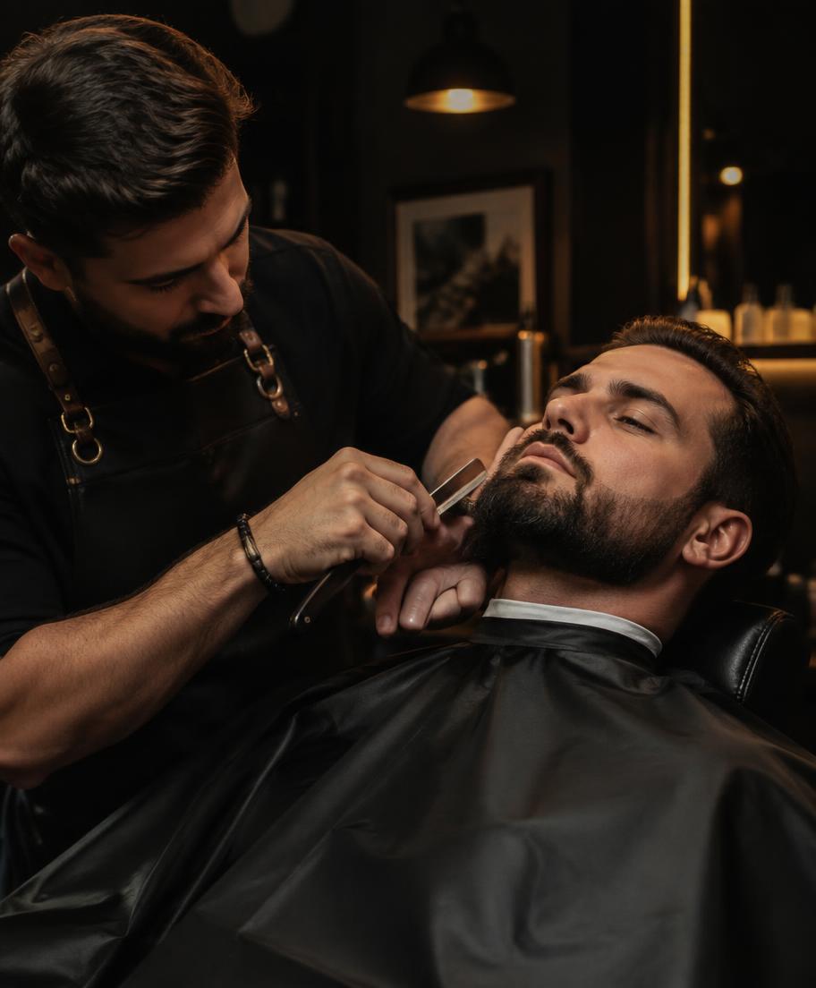 Taille de barbe au coupe-chou