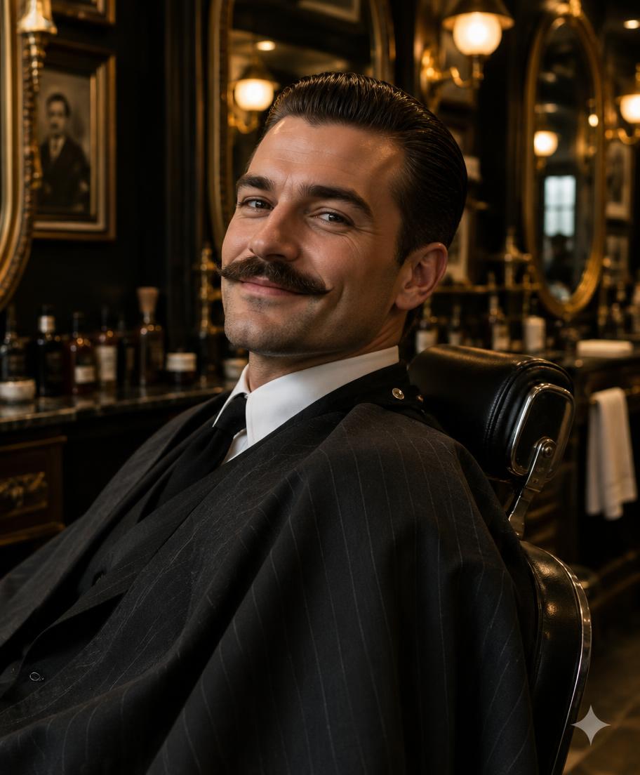 Client coiffé et barbe peignée, style classique