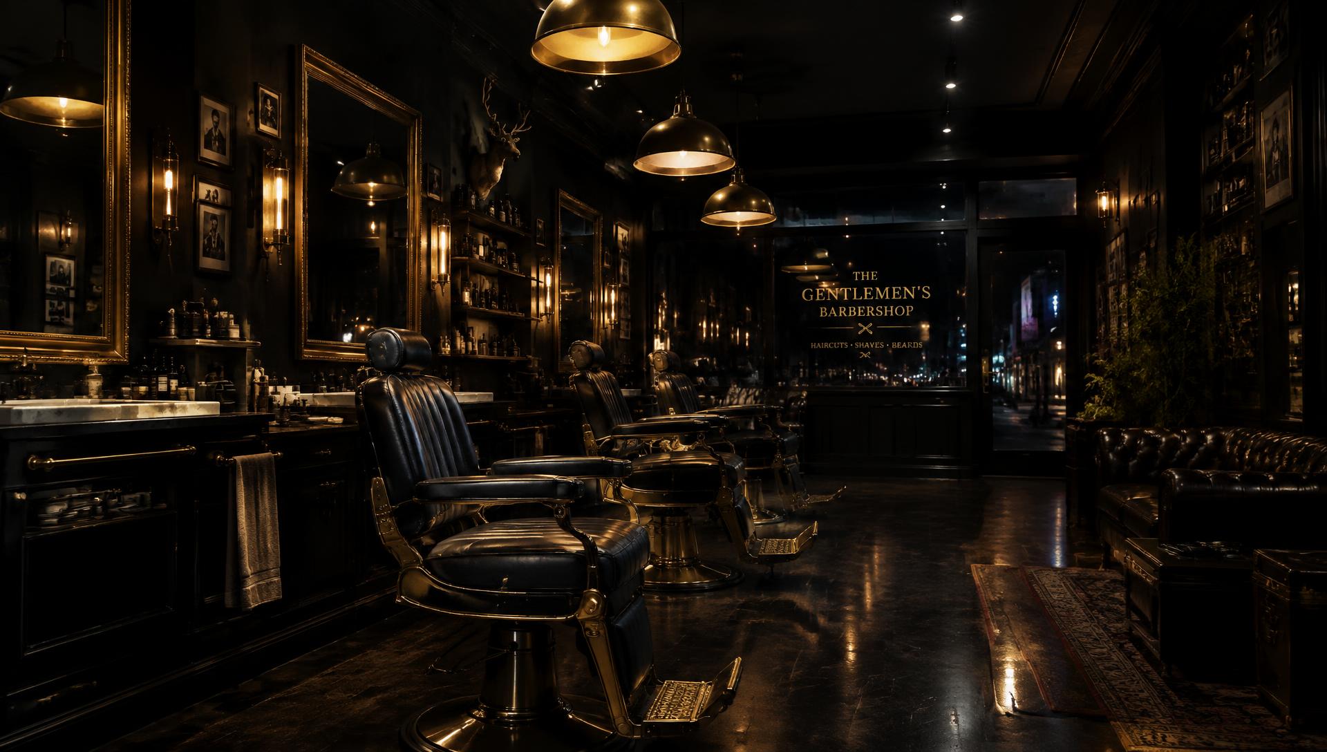 Intérieur du salon L'Atelier, ambiance noir & or